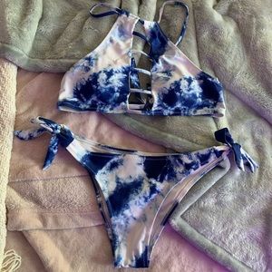 Zaful blue tie dye bikini set